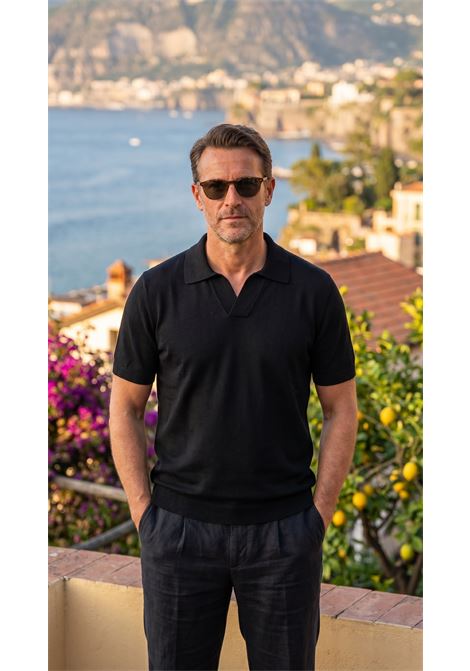 Polo in maglia Tagliatore nera in lino e cotone TAGLIATORE | Polo | KEITH GSE26-02099